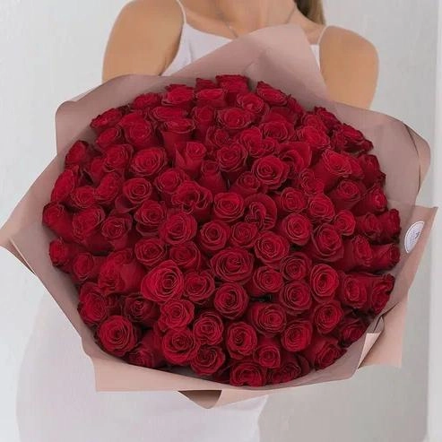 Букет из 101 красной розы (Кения) 40 см