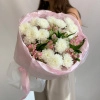 Букет белая хризантема и розовая альстромерия