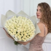 Букет из 101 белой розы (Кения) 40 см в Тюмени