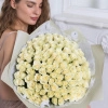 Букет из 101 белой розы (Кения) 40 см в Тюмени