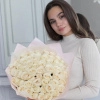 Букет из 51 белой розы (Кения) 40 см в Тюмени
