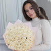 Букет из 51 белой розы (Кения) 40 см в Тюмени